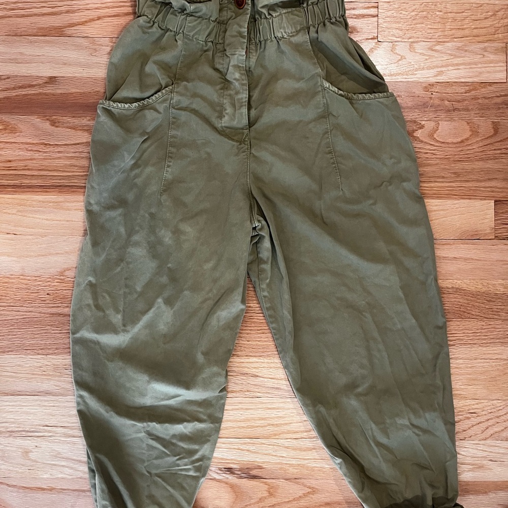 Zara Olive Green paperbag pants